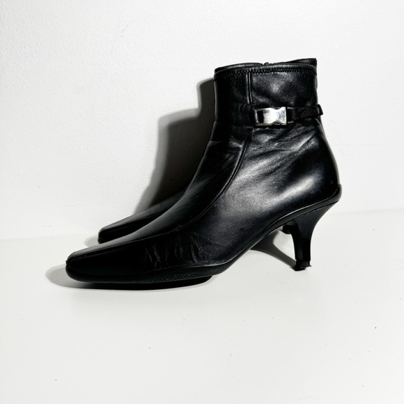 Prada Shoes - Vintage Prada Linea Rossa Y2K black leather kitten heel ankle boots